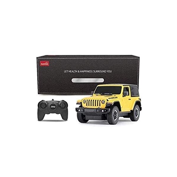 RASTAR Jeep Wrangler JL 1:24 Voiture télécommandée, jaune, cadeau pour enfants