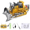 GOXAEEE 1:20 Jouet Bulldozer télécommandé, 2,4GHz RC entièrement Fonctionnel Rechargeable par USB 9 canaux avec lumière et So