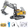 GOXAEEE 1:20 Jouet Bulldozer télécommandé, 2,4GHz RC entièrement Fonctionnel Rechargeable par USB 9 canaux avec lumière et So