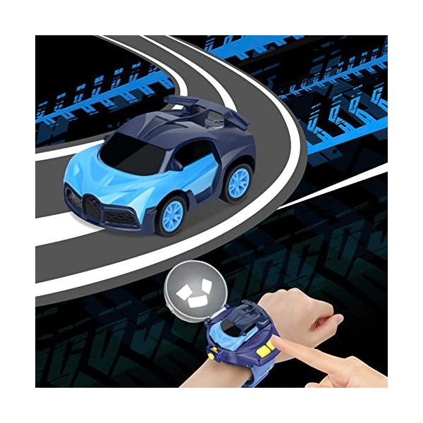 Lanceasy 2 Pcs Mini Dessin Animé RC Rose et Bleu Télécommande Voiture USB Rechargeable Sangle Contrôle Amovible Horloge Téléc