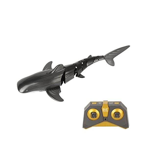 Fauitay Jouet de Requin télécommandé, 2.4G RC Télécommande Poisson Télécommande Shark 4CH RC Bateau Jouet Rechargeable USB Él