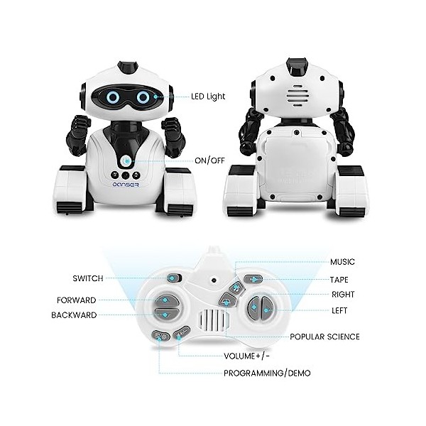 Towwoo Robots Jouet électroniques pour Enfants, Robot Télécommandé avec Yeux LED et Musique, Contrôle Gestuel Programmable du