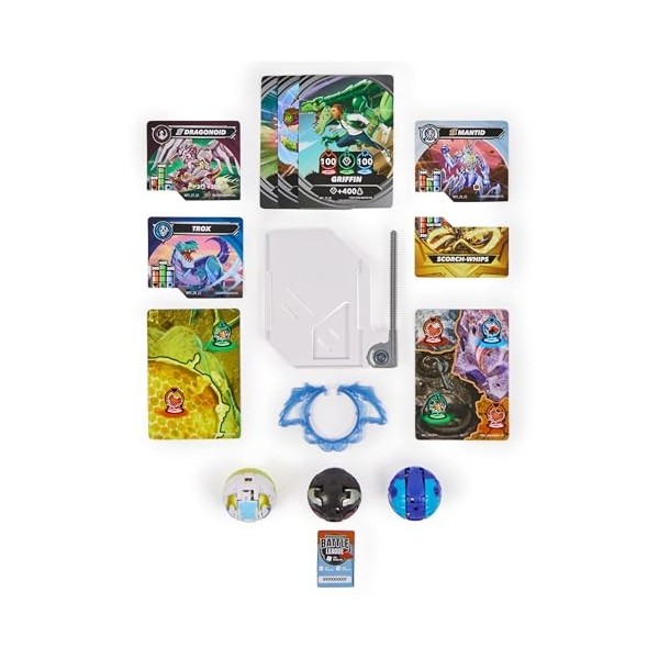 Bakugan 3.0 - Starter Pack - 2 Billes, 1 Bille Special Attack, 1 Anneau de Combat, 1 Carte Lanceur et 9 Cartes - Collection J