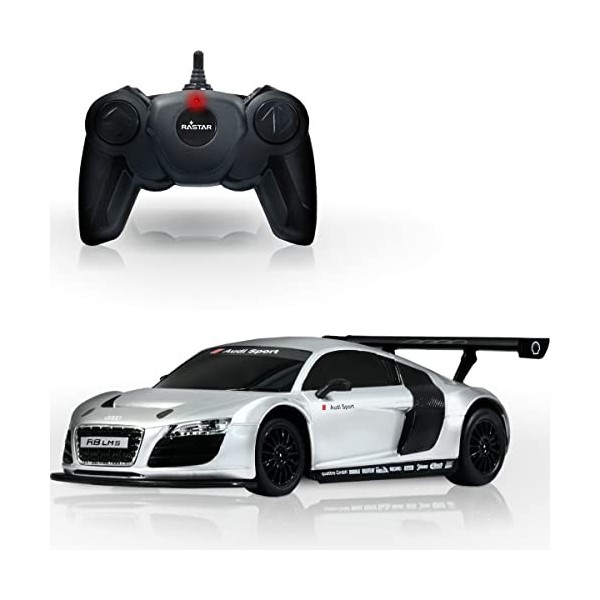 JAMARA 46872 Audi R8 LMS RC Voiture télécommandée 1:24 2,4 GHz Modèle officiel sous licence détaillée Audi R8 LMS Argent 