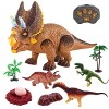 Jouet dinosaure télécommandé – Jouet de dinosaure qui marche avec éclairage LED, son rugissant, tête secouée, cadeau pour gar