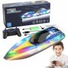 woyufen Bateaux RC pour Enfants - Jouet de Bateau RC avec télécommande et lumière LED - Cadeaux de Navire télécommandés de Co