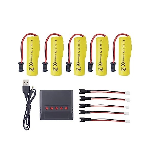 ZYGY 5PCS 3.7V 1000mAh Batterie avec 5 en 1 Chargeur pour TB202 TB201 TM201 TM202 TC141 DE35 DE38 DE40 DE50 DE84 S767 SL-356A