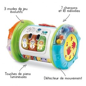 VTech - Jouet Musical Magi Rouleau Tam-Tam 3 en 1, Instrument de Musique Enfant, Jouet dActivité et de Développement, Jeu Év