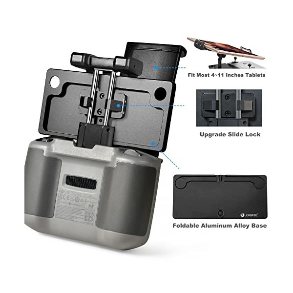 LEKUFEE Support de Tablette Pliable en Aluminium léger avec Verrouillage Coulissant pour DJI Mini 3/ Mavic 3/Mavic Mini 2/1/M