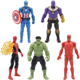 Hilloly Figurine Marvel, Marvel Avengers Endgame Titan Hero Series Lot de 5 Figurines, Captain America, Iron Man, Thanos, Hul