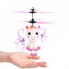 Guanan Mini Flyer Licorne avec Télécommande et Câble USB Licorne Volante avec Effet LED et Hélice Contrôlé à la Main Enfant F