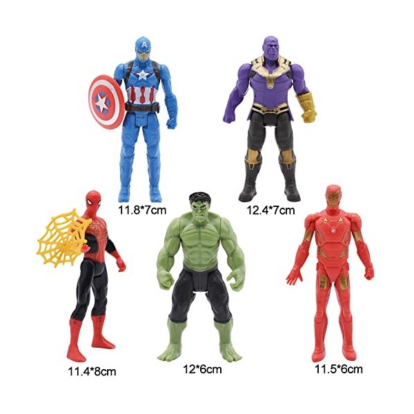 Hilloly Figurine Marvel, Marvel Avengers Endgame Titan Hero Series Lot de 5 Figurines, Captain America, Iron Man, Thanos, Hul