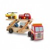 Melissa & Doug Wooden Emergency Vehicle Carrier, Magnetic Wooden Cars & Truck Toy , Wooden Toys for 3 Year Old Boy Gifts , To