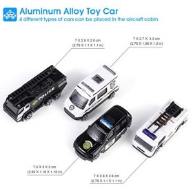 SHANNA Jeu pour VéHicule AéRien,Avion Roue Inertie avec Ensemble Jouets éDucatifs pour VéHicules,1 Grand Avion,4 Voitures All