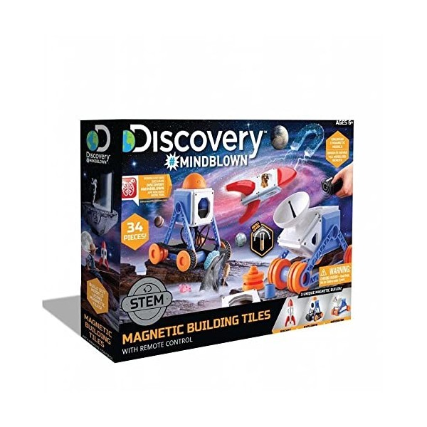 Discovery 1423005751-RC Magnetic Building Tiles-Kit de Construction magnétique intergalactique avec télécommande-pour Les Enf