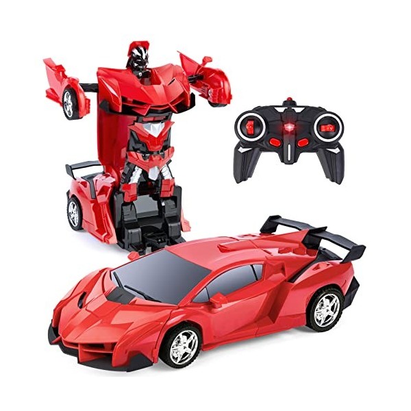 Yellcetoy Voiture Télécommandée Robot Jouet pour Enfant 3-12 Ans, 2.4GHz 2 en 1 Transformable Transformateurs Robot Voiture J