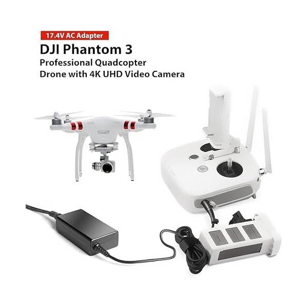 KFD Drones Quadcopter Alimentation Chargeur 17,4V pour DJI Phantom 3 Professionnel, Professionnel Pro , Avancé/Standard/DJI 