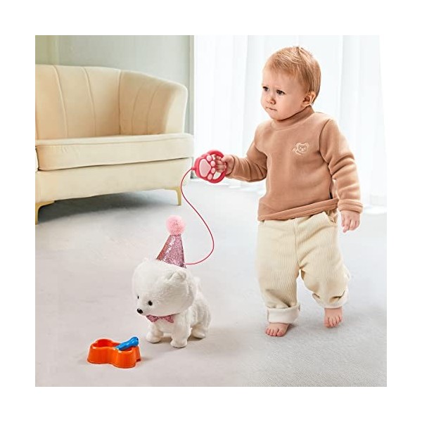 TUMAMA Télécommande Jouet Puppy Électriques pour Enfants,Chien Interactif Jouet Peluche avec Marche,Aboiement,Secouer Queue,A