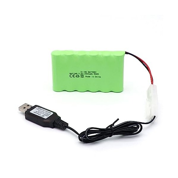 SHAWOROCE Batterie pour voiture électrique RC Monster Truck BAU - Télécommande blindée - 2400 mAh - 7,2 V - Batterie Ni-MH AA