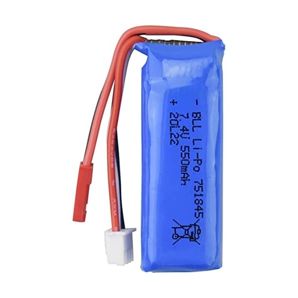 YUNIQUE France 2 Pieces Batterie au Lithium 751845 7.4V 550mAh pour Voiture Wltoys K969 K979 K989 K999 P929 P939 Télécommande