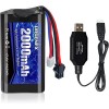 URGENEX Batterie Li-ion 7,4 V 2000 mAh 2S avec prise SM 2P haute capacité pour bateau télécommandé télécommandé 1 pack H101 R