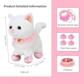 LUFEIS Jouet électronique en Peluche, Animal Chat Électronique, pour Chat avec Laisse télécommandée, Marche, Aboiements, Remu