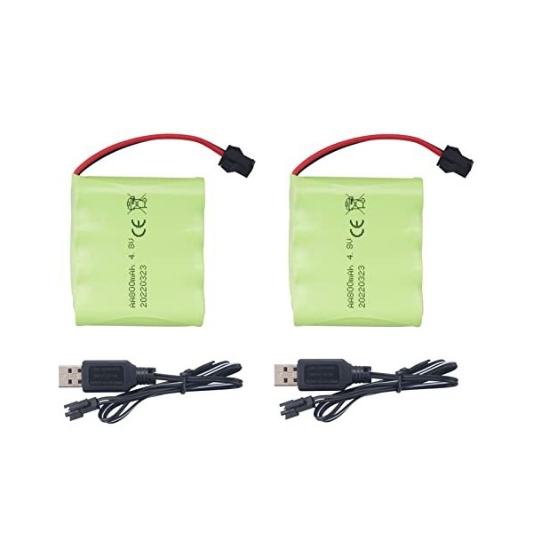 ZYGY Lot de 2 batteries de voiture rechargeables SM2P 4,8 V 800 mAh pour camion télécommandé, excavatrice, batterie de voitur