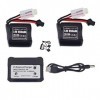 ZYGY 2PCS 7.4V 850mAh SM-2P Plug Lithium Batterie & 2 en 1 Chargeur pour Syma Q2 Q3 Skytech H100 T1 T02 H102 H106 H108 H120 B