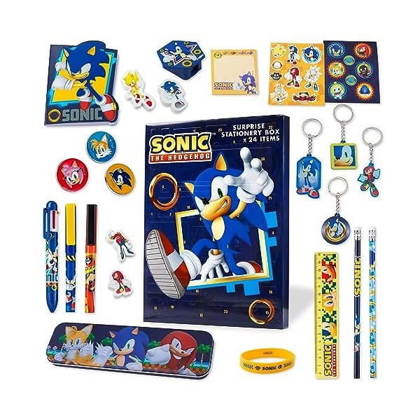 Sonic The Hedgehog Calendrier de lAvent 2023 Enfant 24 Surprises Papeterie Jouet Stickers Sonic Advent Calendar Officiel