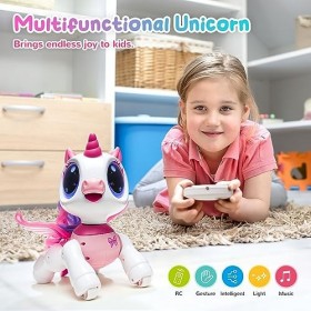 SGILE Licorne Jouet Fille Rc Robot Enfant 3 4 5 6 7 Ans, Intéractif, Détection des Gestes, Programmable, Musique Danse Marche