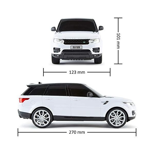 CMJ RC Cars ™ Range Rover Sport sous Licence Officielle Éclairage de Travail de Voiture télécommandée à 1:18, 2,4 GHz Blanc