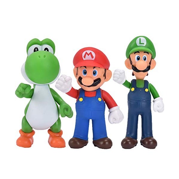 Bsnow - Lot de 6 figurines d’action - Super Mario, Mario & Luigi, Yoshi & Mario Bros - PVC