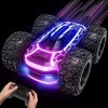 Tecnock Voiture Telecommandé Enfant, Voiture RC 360° Flip Double Face avec Lumière LED, 4WD Voiture Télécommandée Tout Terrai