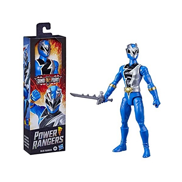 Power Rangers, Ranger Bleu Dino Fury, Figurine articulée de 30 cm inspirée de la série télé