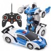 TWODNBD Voiture télécommandée, Transforme Robot Rc Rechargeable Rotation à 360° Stunt 1:18 Déformation Jouet pour Voiture de 