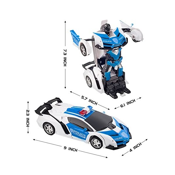 TWODNBD Voiture télécommandée, Transforme Robot Rc Rechargeable Rotation à 360° Stunt 1:18 Déformation Jouet pour Voiture de 