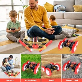 ele ELEOPTION Voiture télécommandée 2,4 GHz RC Stunt Auto 4WD 360° Flip, Offroad RC Voiture Jouet pour Enfants avec 2 Batteri