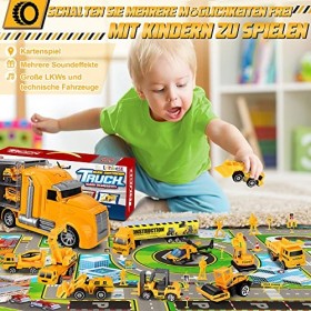 lenbest Camion de Transporteur Voiture Jouet - Ensembles de camions de Construction 11 en 1 Camion Transporteur de Petites Vo