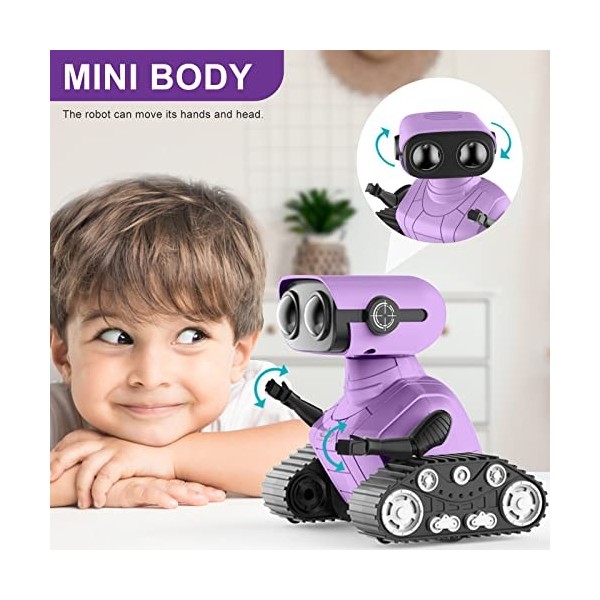 BEERYFUN Jouets robots télécommandés rechargeables pour enfants pour garçons et filles, jouet télécommandé avec yeux LED et m