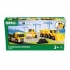 BRIO World - 33658 - Coffret de 3 engins de chantier - Pour circuit de train en bois - Camion benne / Rouleau compresseur / C