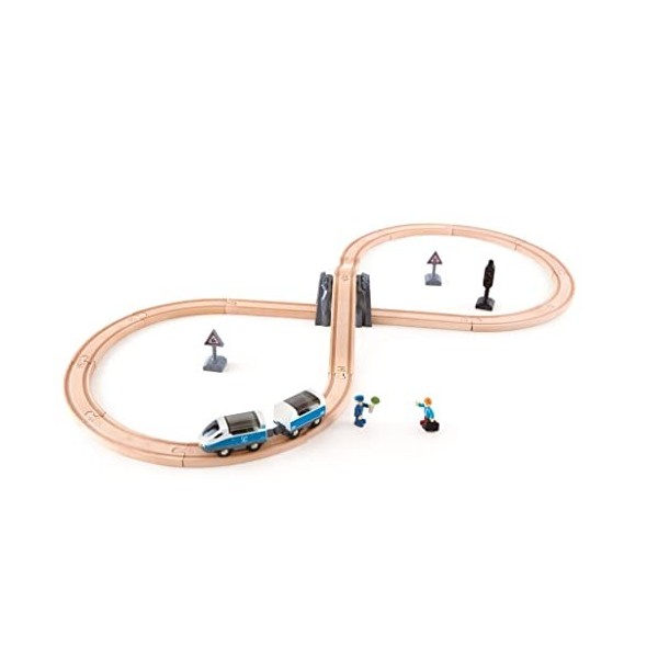 Jouet Hape Circuit en Huit de Petit Train en Bois 26 pièces - Jeu de Construction pour Enfant de 3 ans et Plus - Jouet Compat