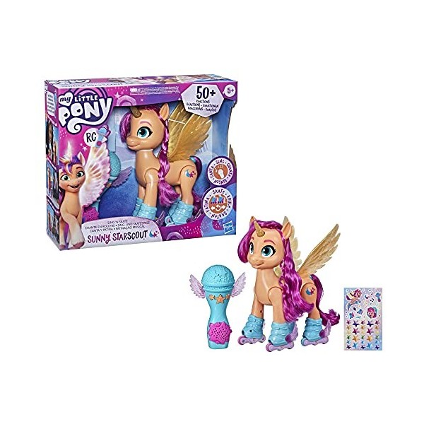 My Little Pony: A New Generation Sunny Starscout en Rollers, Jouet 22,5 cm télécommande, 50 réactions, lumières et Musique