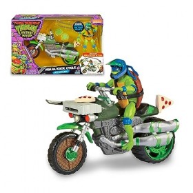 Tortues Ninja, Véhicule avec Figurine exclusive de 12 cm, avec fonction combat, Leonardo, Jouet pour enfants dès 4 ans, Gioch