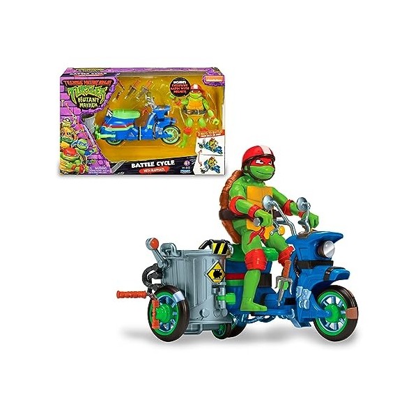 Tortues Ninja, Véhicule avec Figurine exclusive de 12 cm, avec fonction combat, Leonardo, Jouet pour enfants dès 4 ans, Gioch