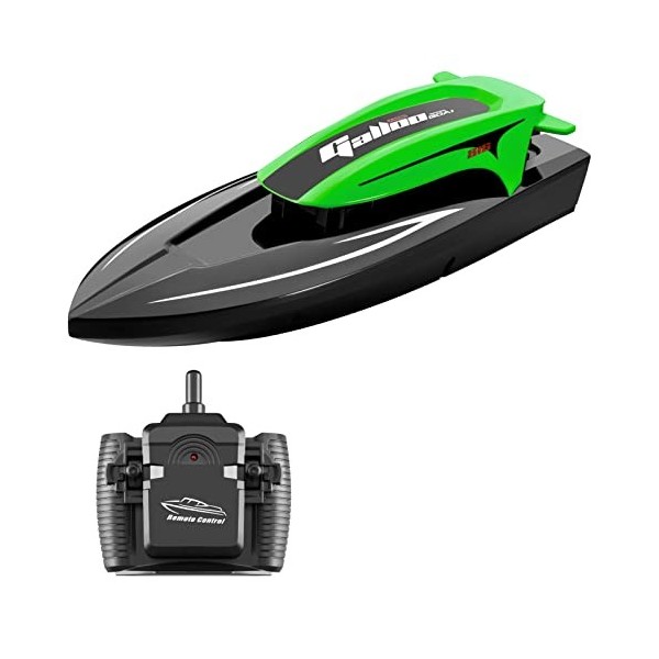 HUIOP Bateau télécommandé, 2.4G 20km/h Bateau de Vitesse télécommandé étanche à Grande Vitesse avec lumières LED Double Moteu