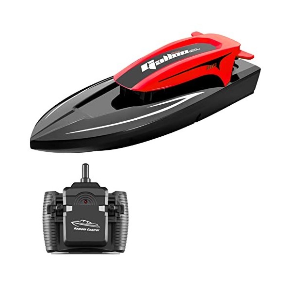 HUIOP Bateau télécommandé, 2.4G 20km/h Bateau de Vitesse télécommandé étanche à Grande Vitesse avec lumières LED Double Moteu