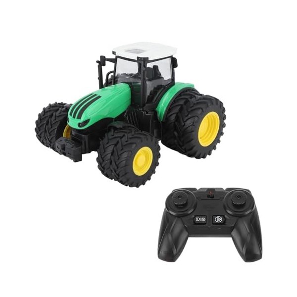 Shanrya Tracteur télécommandé, Jouets de Véhicule Agricole pour Enfants 2,4 GHz 4 Canaux en Plein Air Vert 