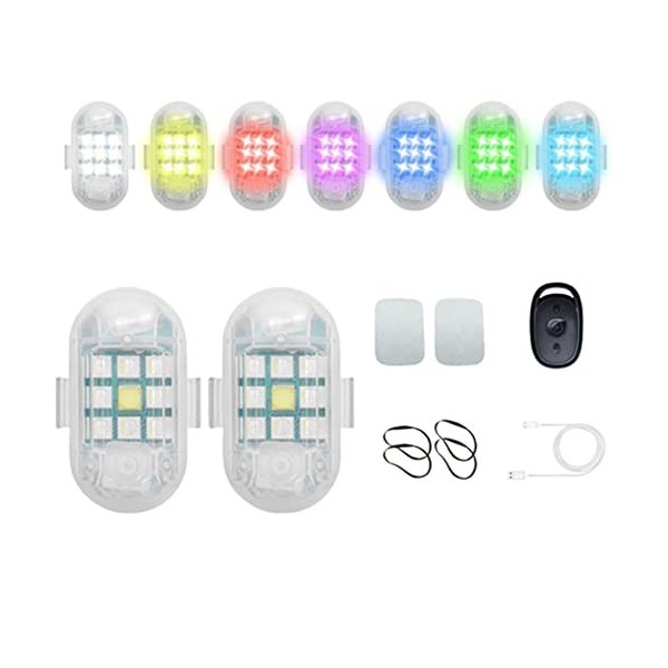 Télécommande de voiture - 7 couleurs - Flash LED davion et charge USB - Avec fonction de vibration, flash LED sans fil avec 