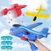 Avion Polystyrene avec Pistolet Catapulte, 4pcs Planeur Avion Jouet Mousse Jeu de Lancer Jeux Extérieur Jardin Interactif Cad