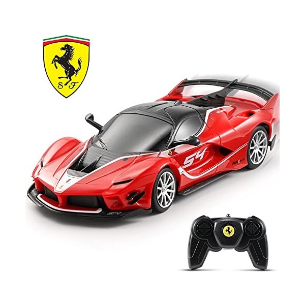 SainSmart Jr. 1:24 Ferrari Voiture pour Enfant, Modèle sous Licence Ferrari FXX K Evo, RC Telecommandée Jouet pour Garçon Fil